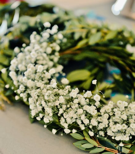 babys breath flower crown for a baby shower 