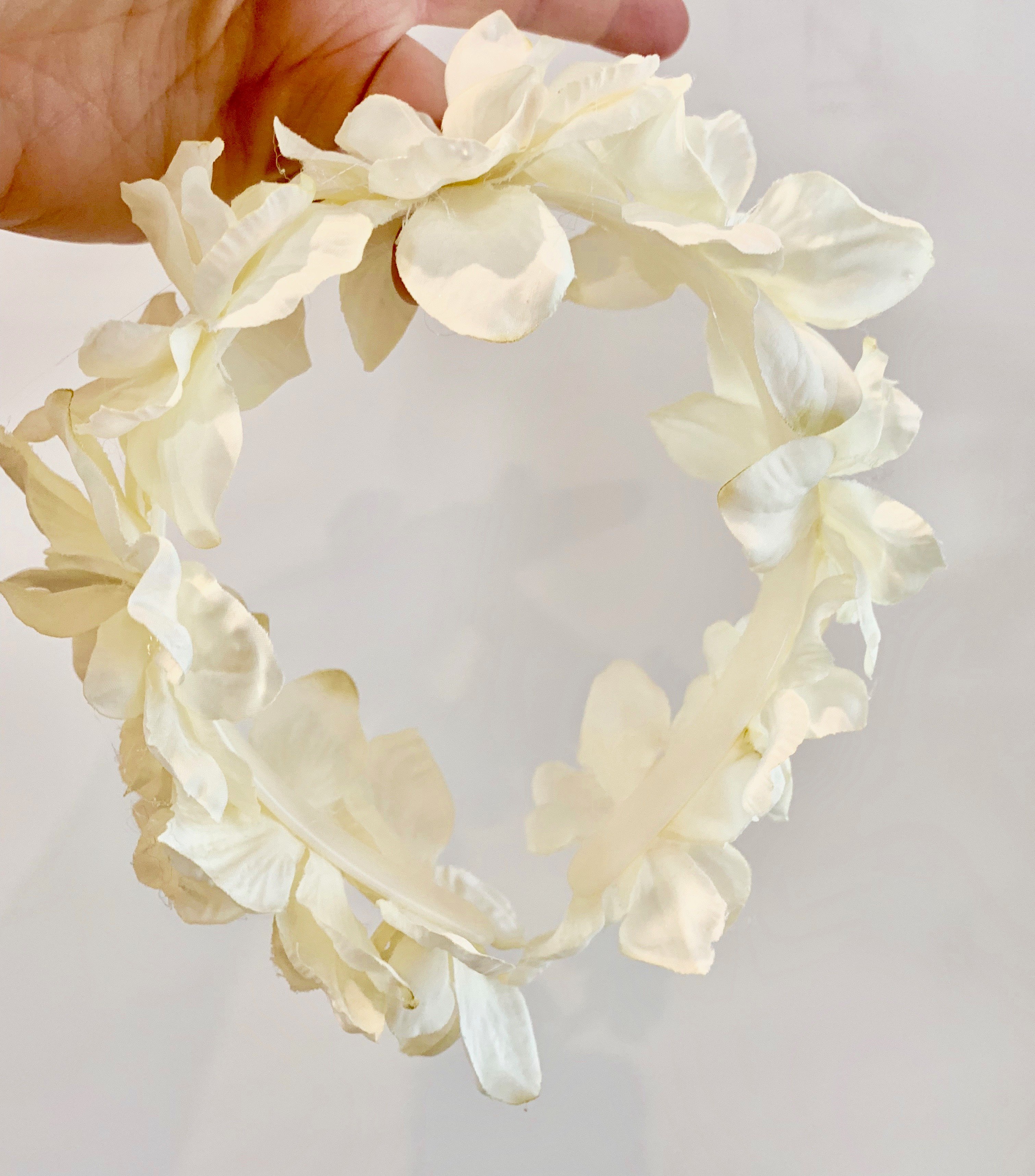 white floral headband 