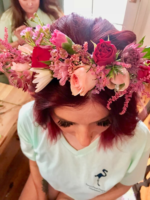 pink flower crown 