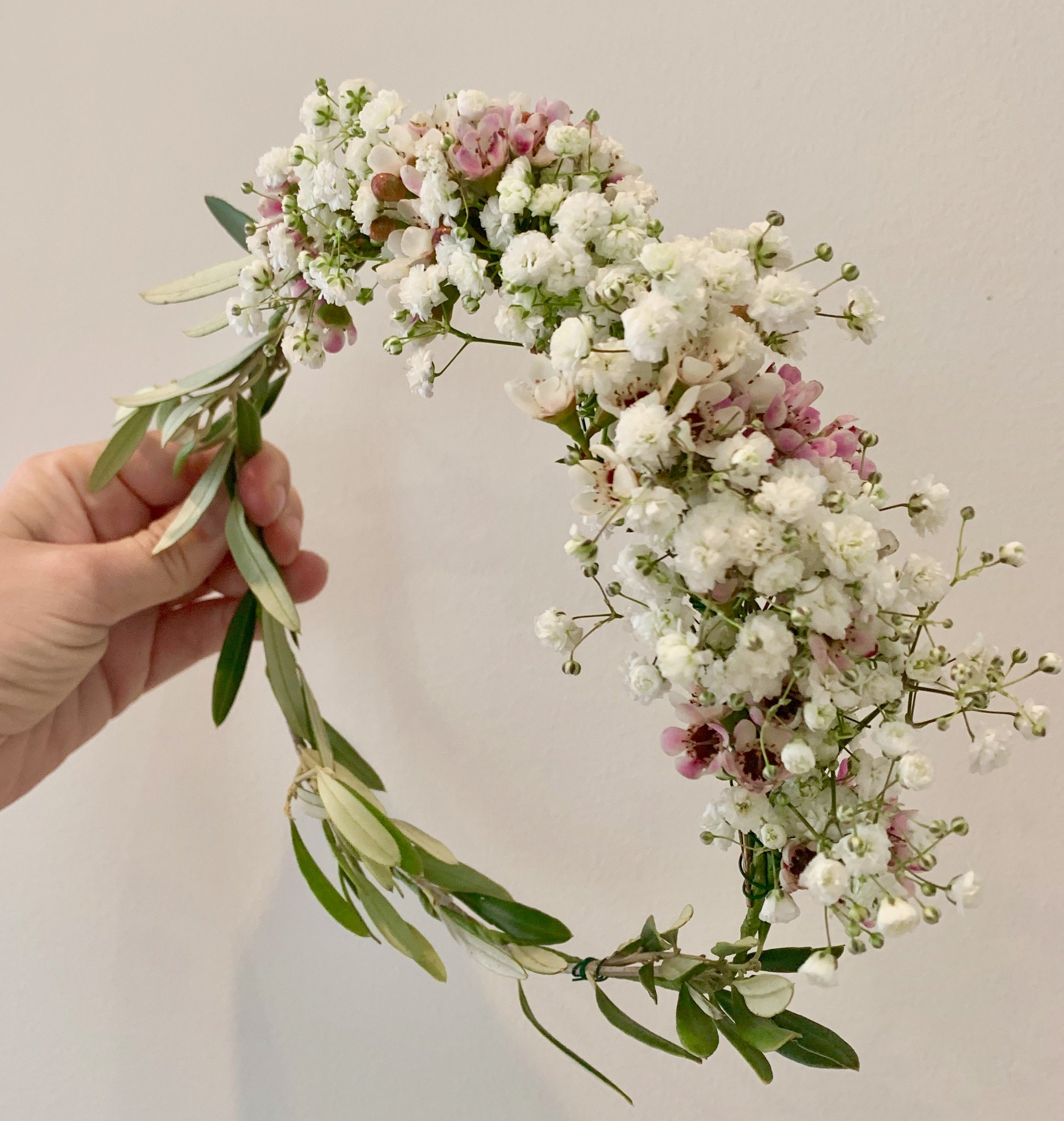 baby's breath flower girl flower crown 