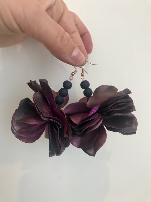 purple statement earrings 