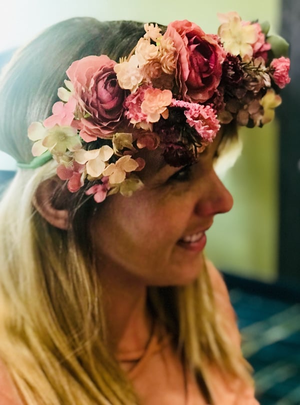 pink flower crown