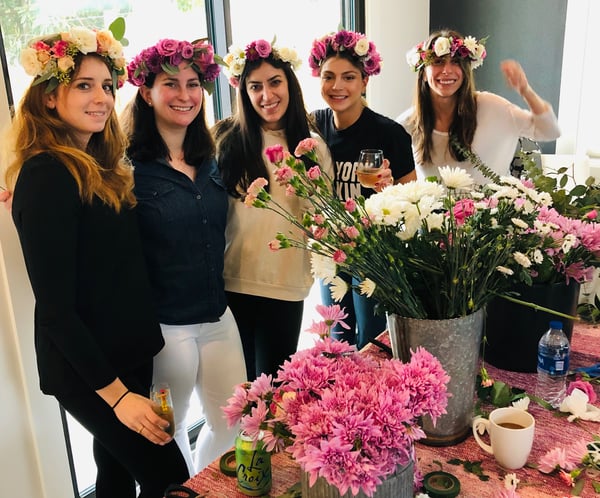 flower crown workshop for an austin bachelorette party 