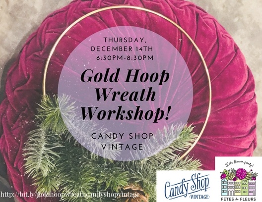 gold hoop wreath workshop at Candy Shop Vintage 
