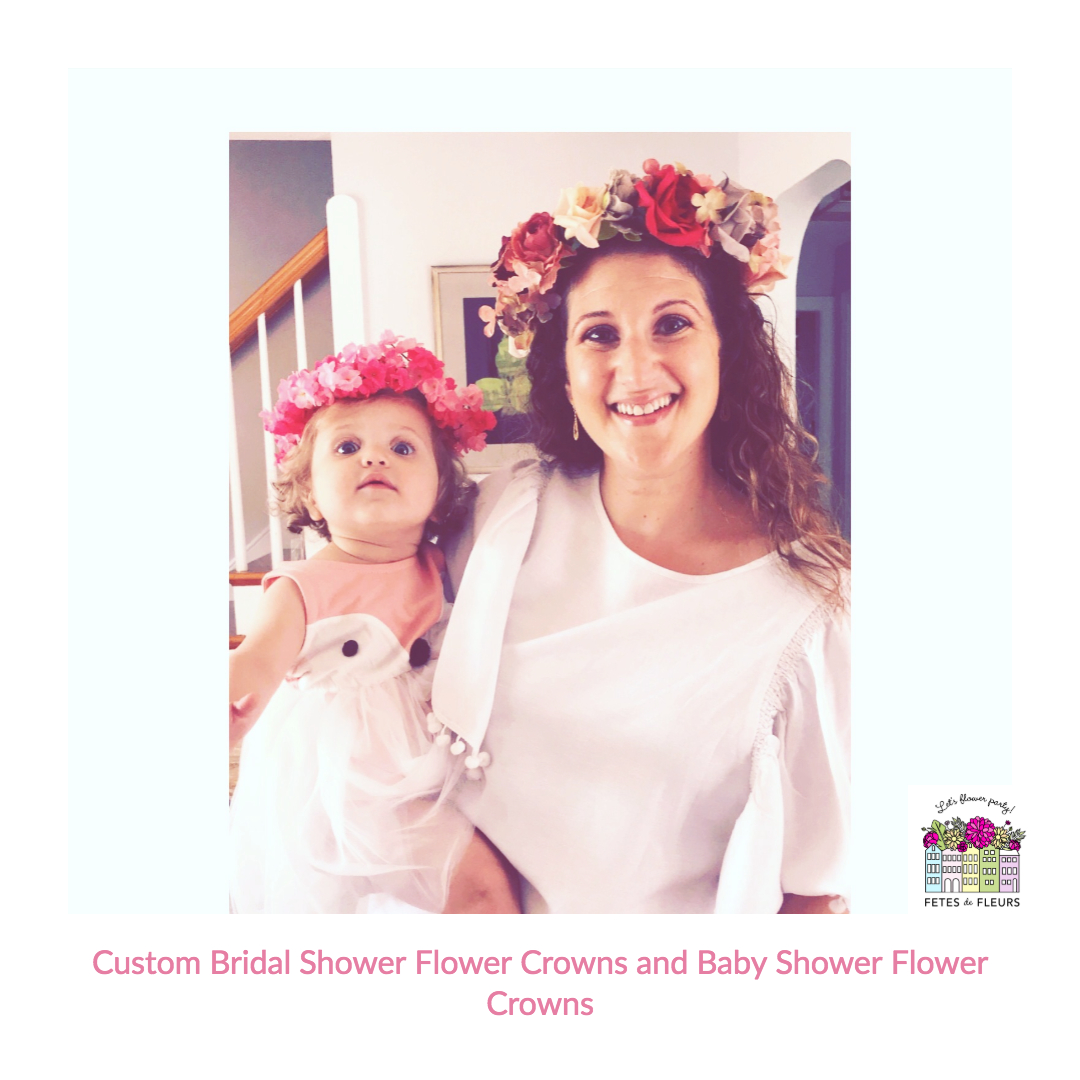 custom bridal shower flower crowns and baby shower flower crowns 