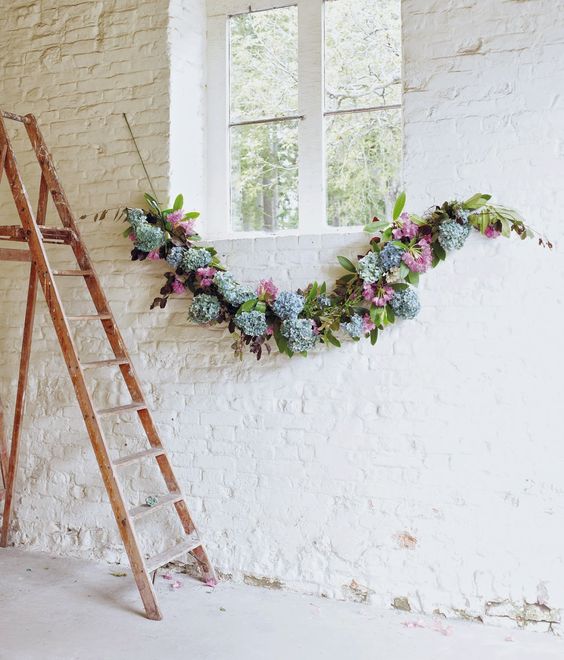 floral garland for bridal shower decor 