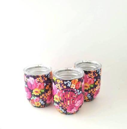 floral wine glass tumbler