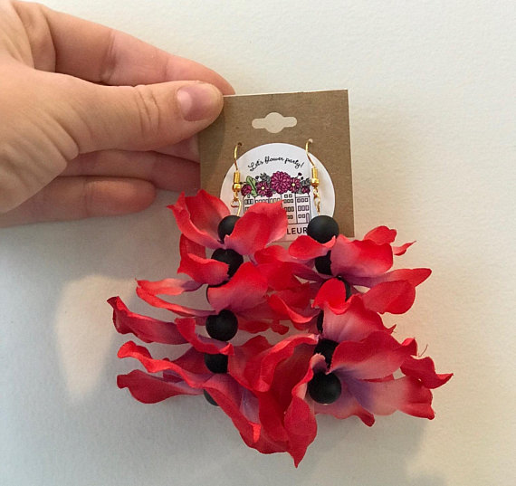 poppy flower earrings