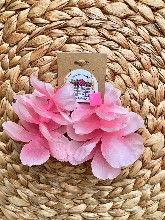 pink flower earrings