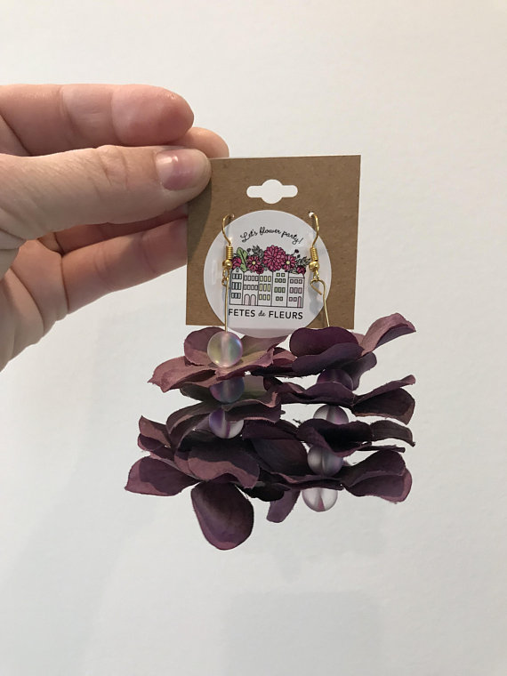 purple flower earrings