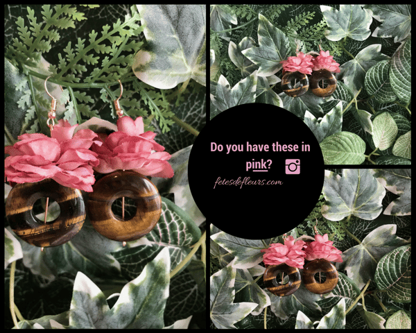 pink flower earrings 