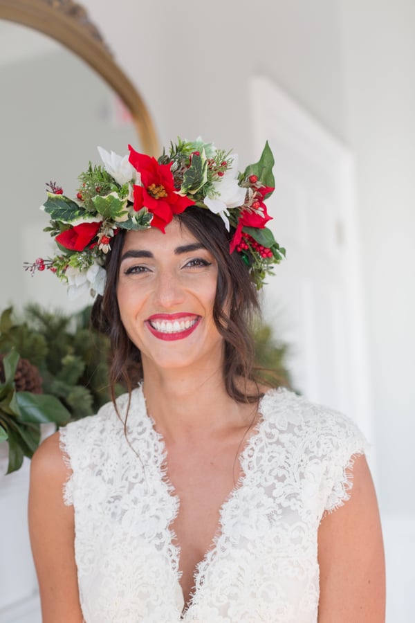 red white and green christmas flower crown 