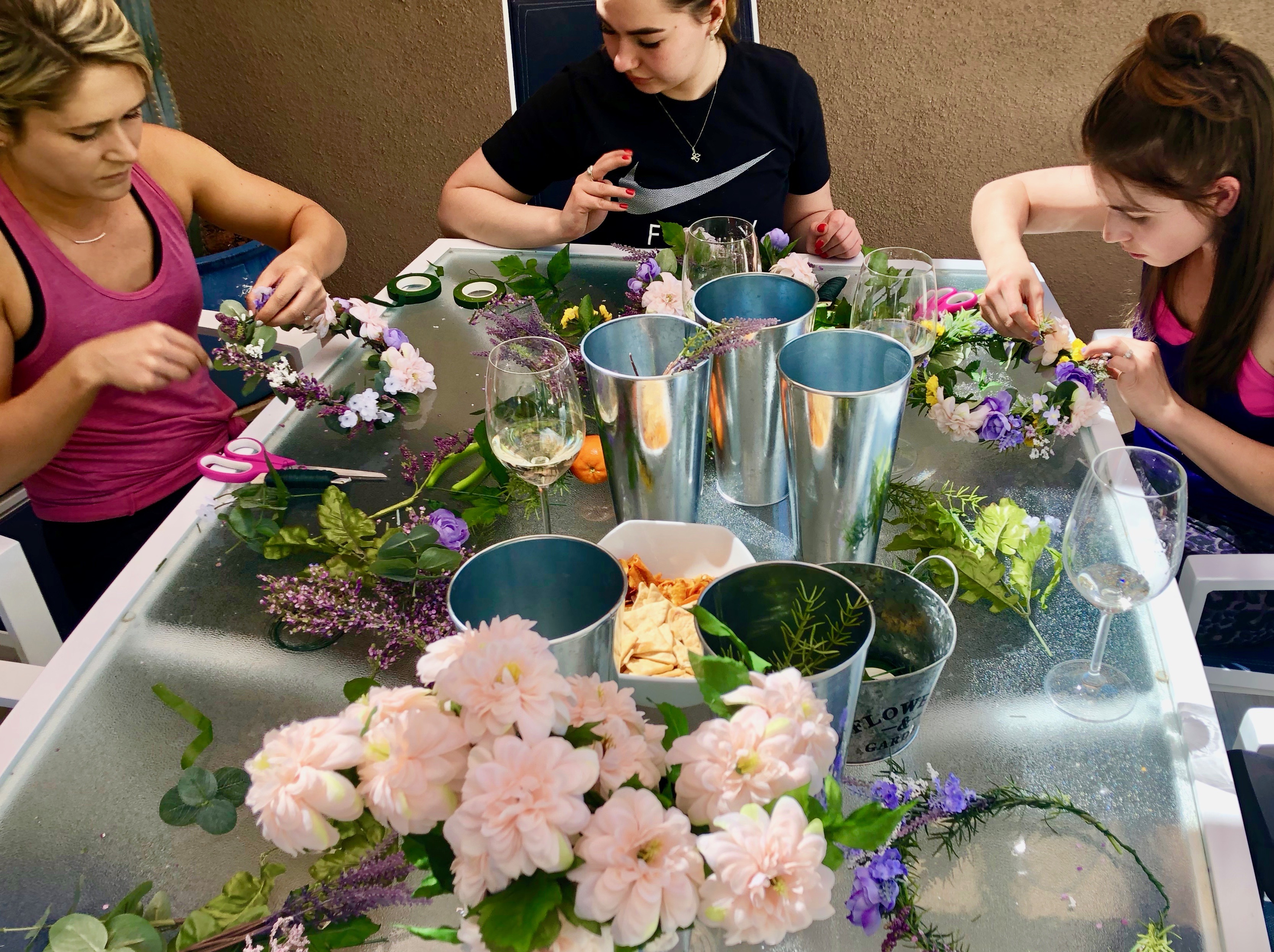 DIY flower crowns for a bachelorette party in Palm Springs