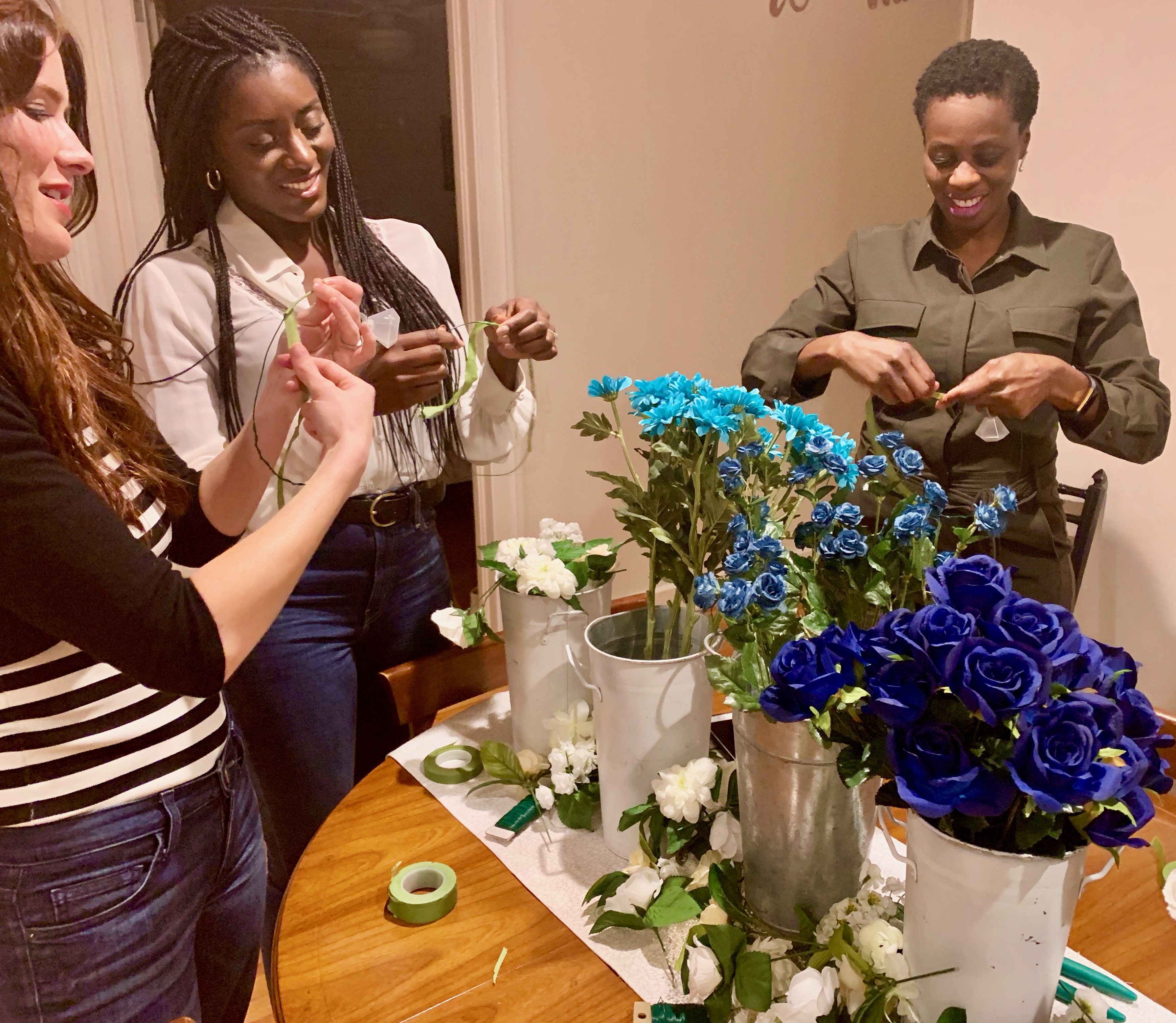 flower crown workshop for a bachelorette party