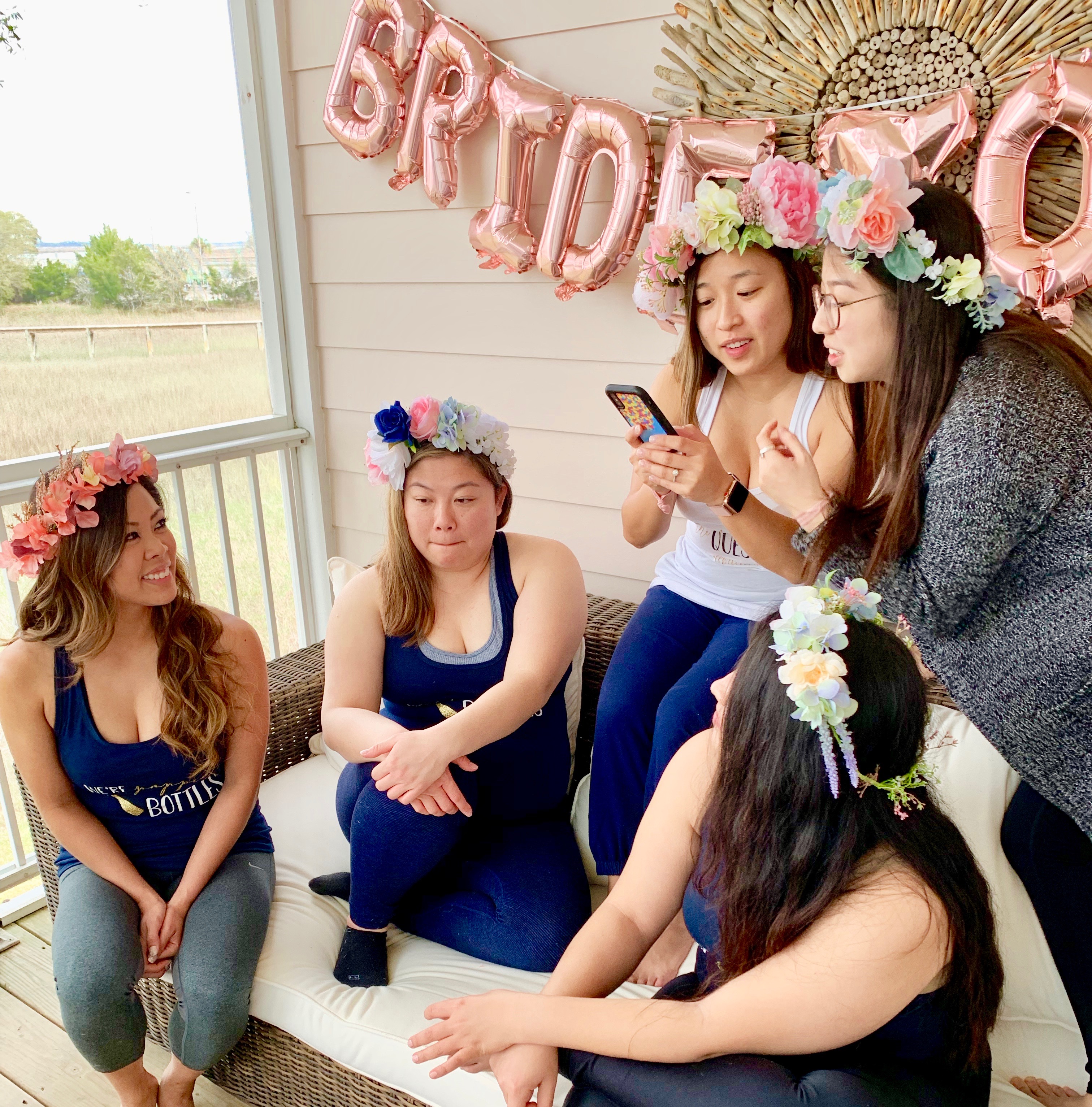 flower crown workshop for a beach bachelorette in charleston sc