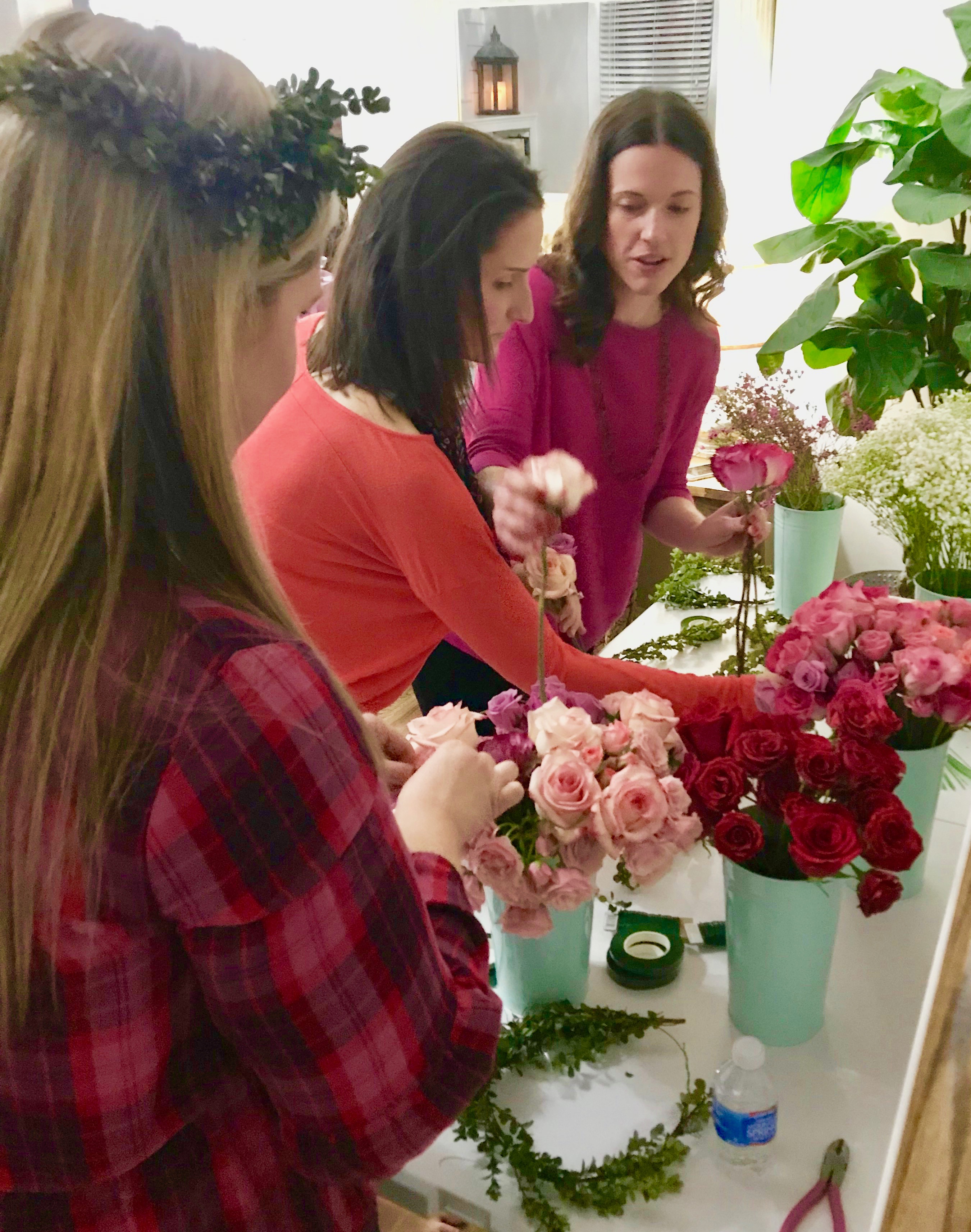 galentines day party with flower crowns 