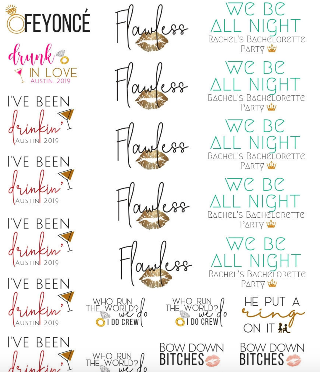 feyonce bachelorette party tattoos