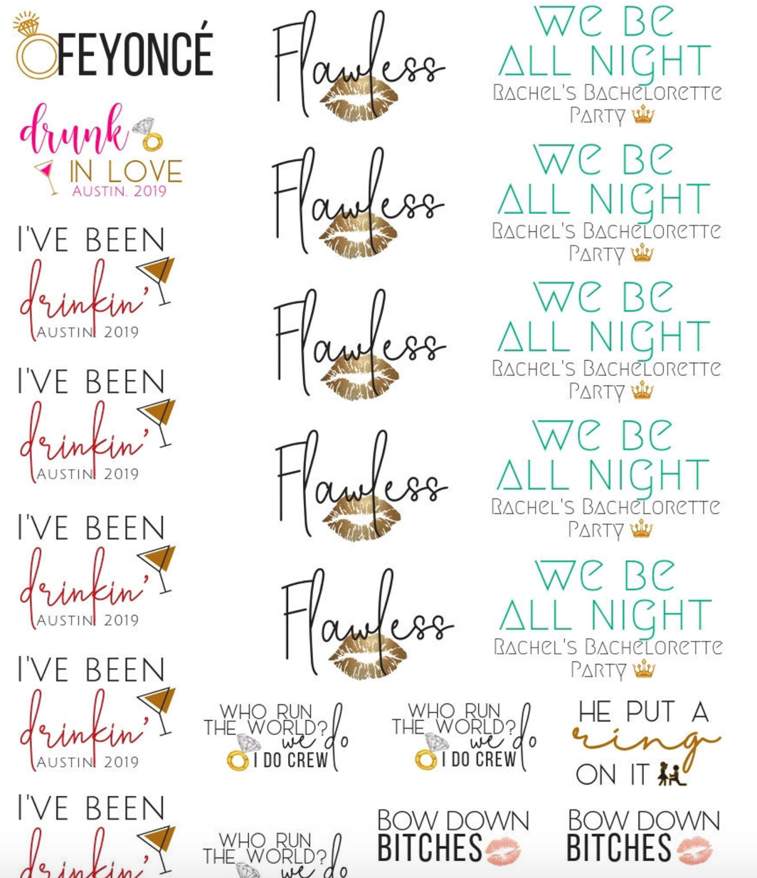 feyonce bachelorette party tattoos 