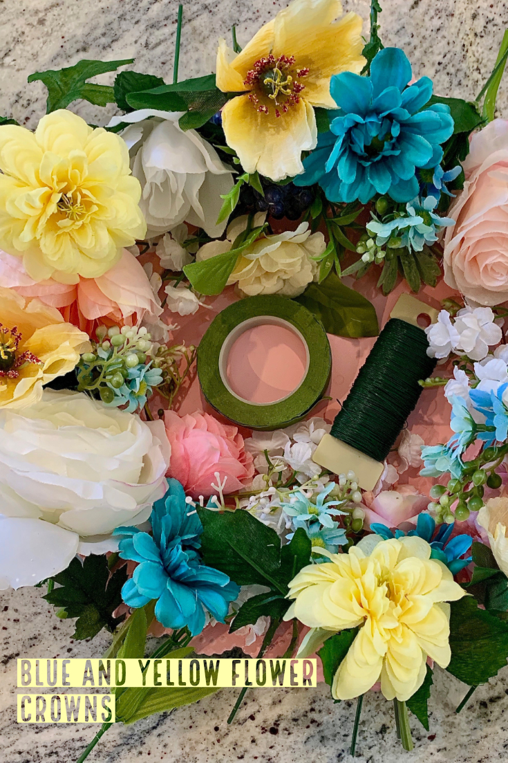 blue and yellow flower crown kits