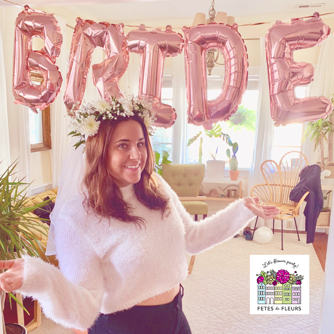 bride to be with her flower crown on a charleston bachelorette party 
