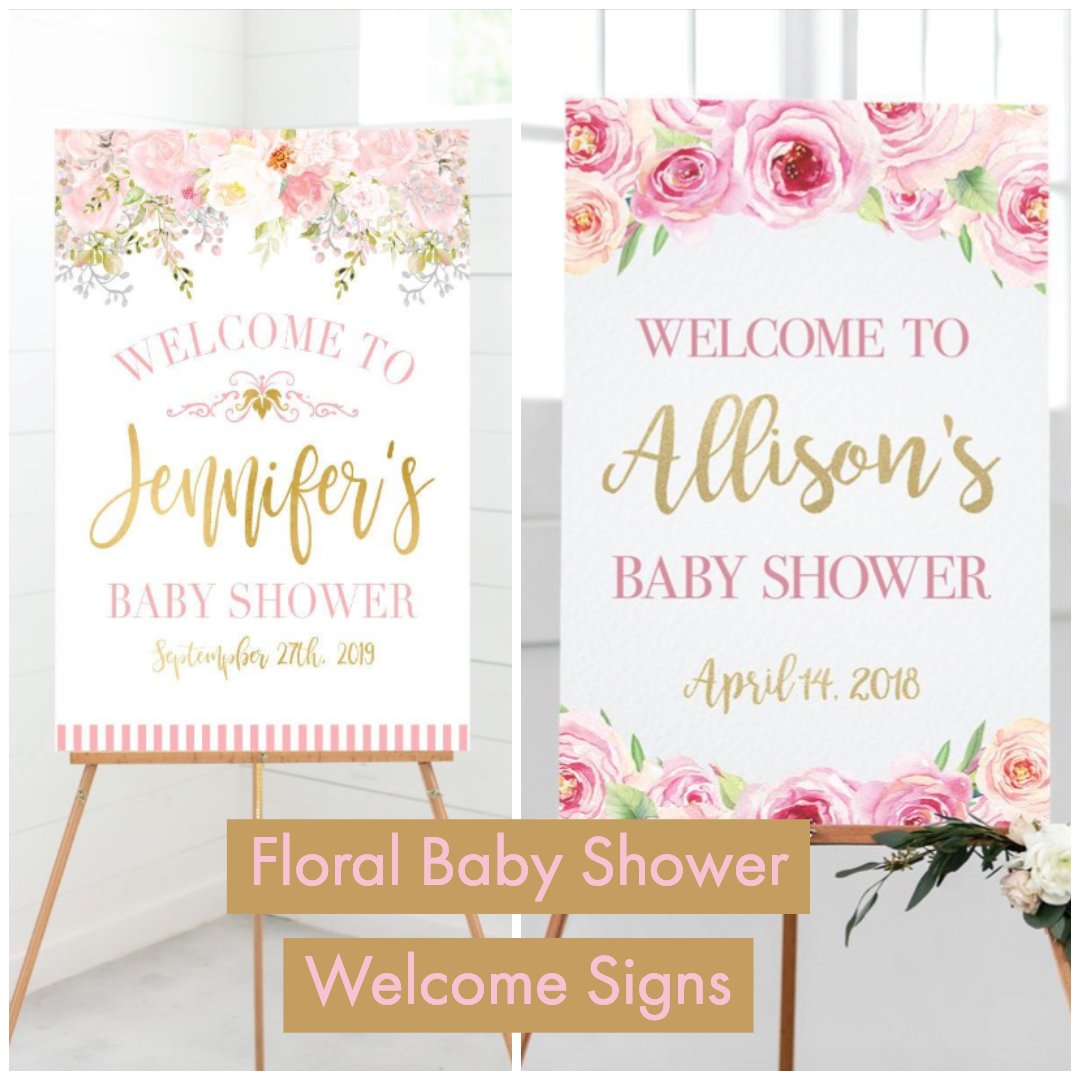 floral baby shower welcome signs