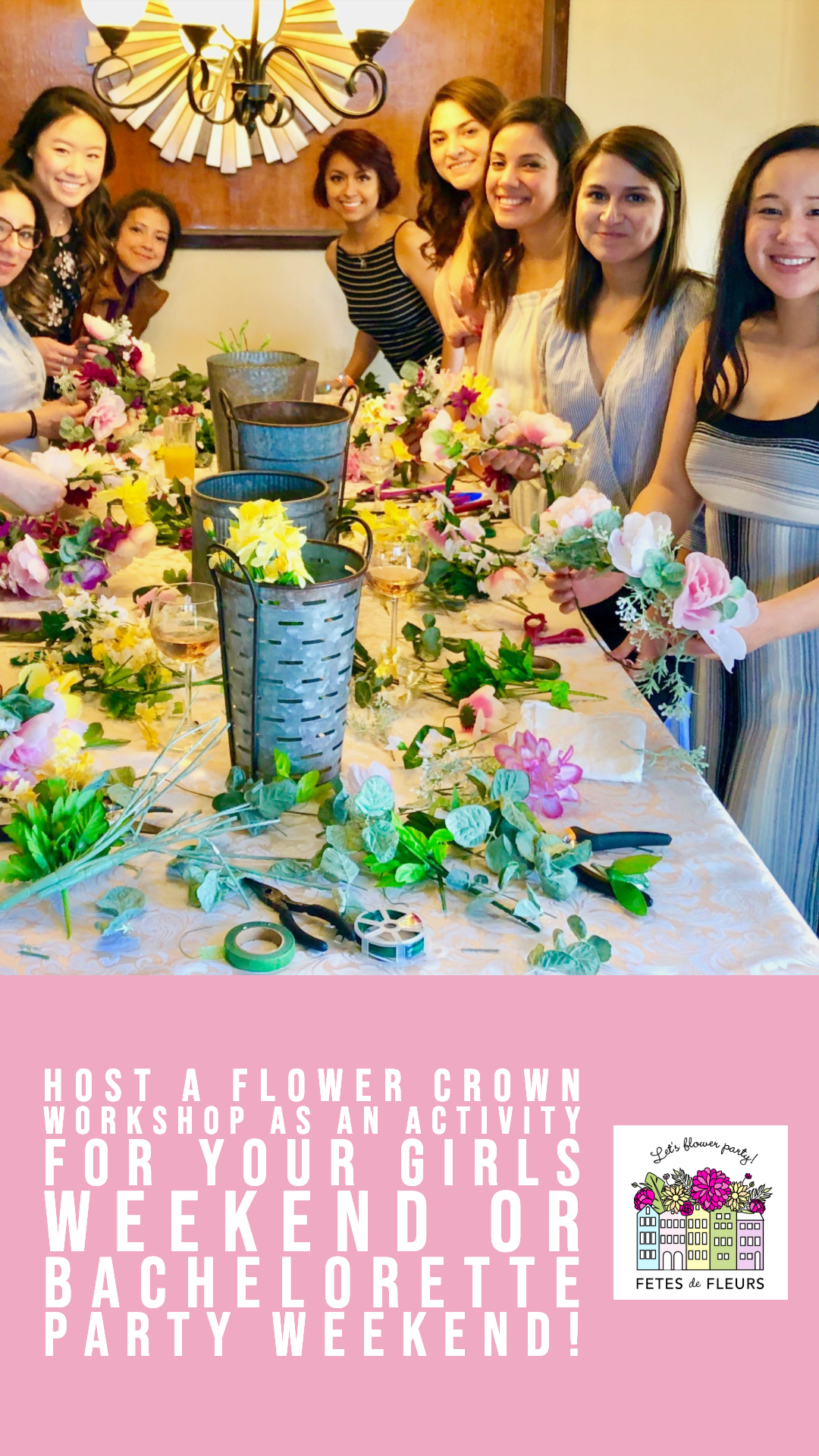 flower crown workshop as part of your bachelorette party weekend or girls weekend