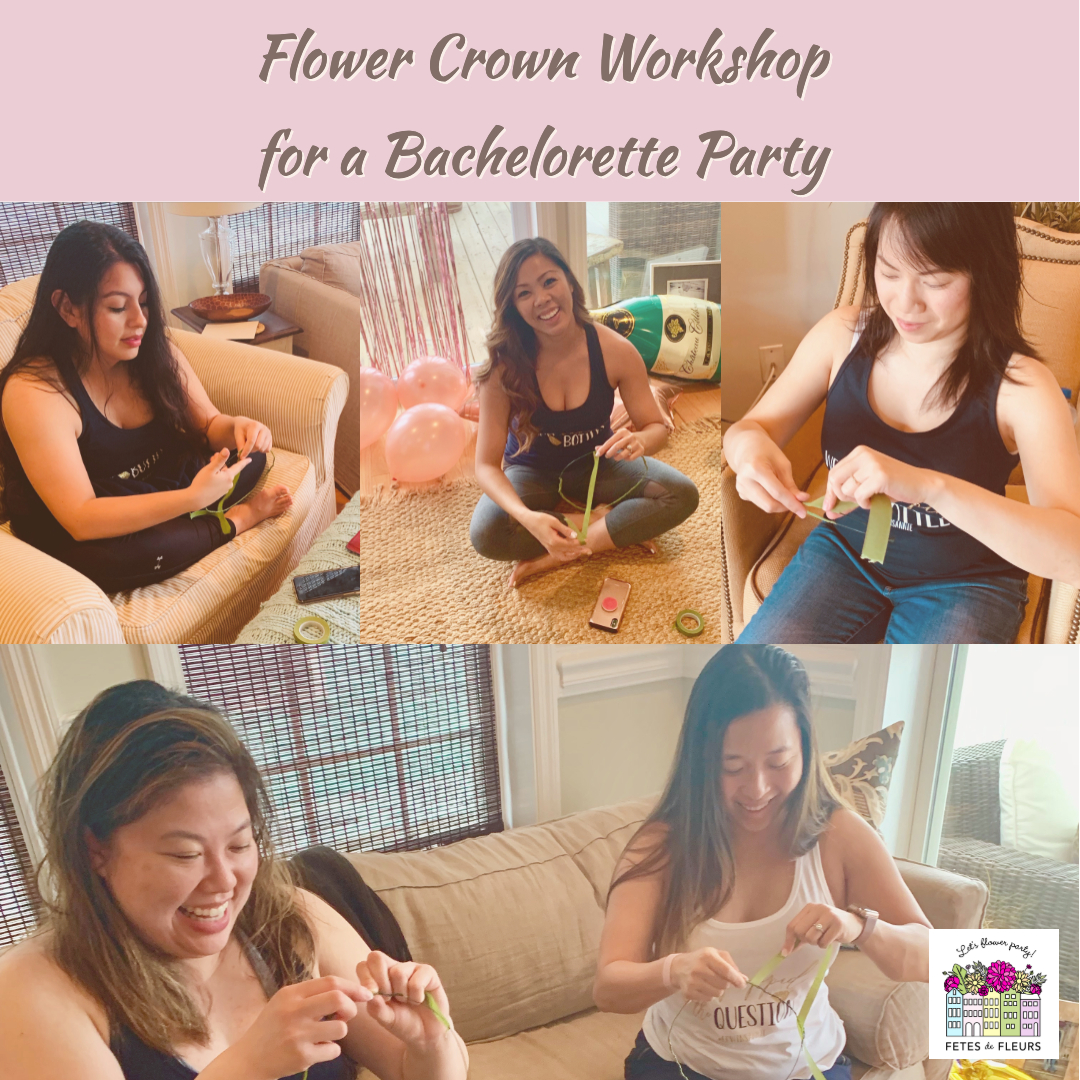 flower crown workshop for a bachelorette party in charleston sc