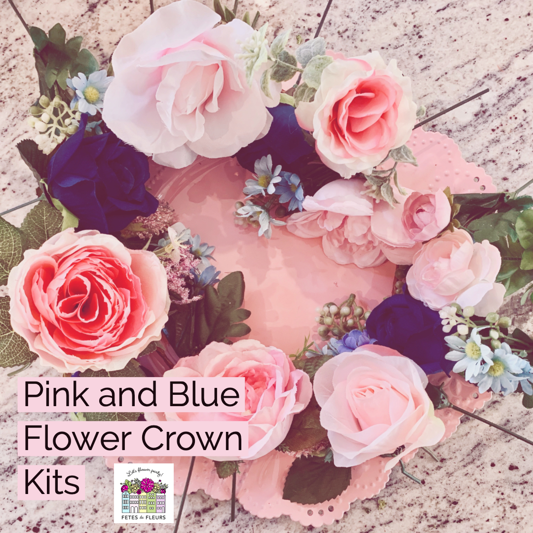 pink and blue flower crowns